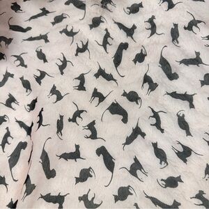 Silky Pale Pink Cat Scarf with Black Cats